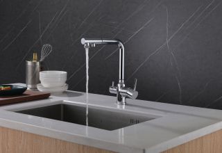 Смеситель для кухни ABBER Emotion AF8814 с подключением фильтра и выдвижной лейкой хром